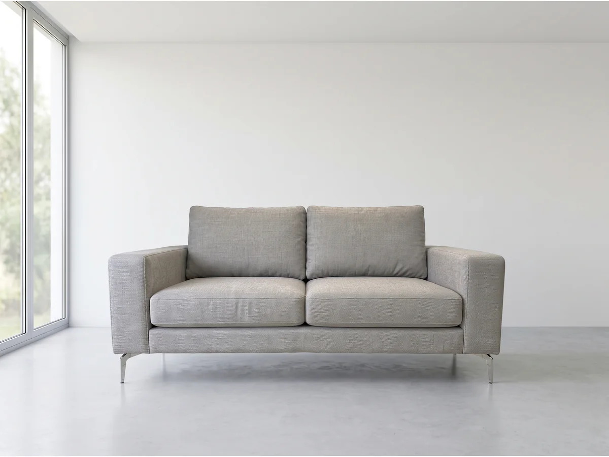 Sillón 2 Cuerpos Chenille Gris Claro en vista frontal, fabricado en Córdoba