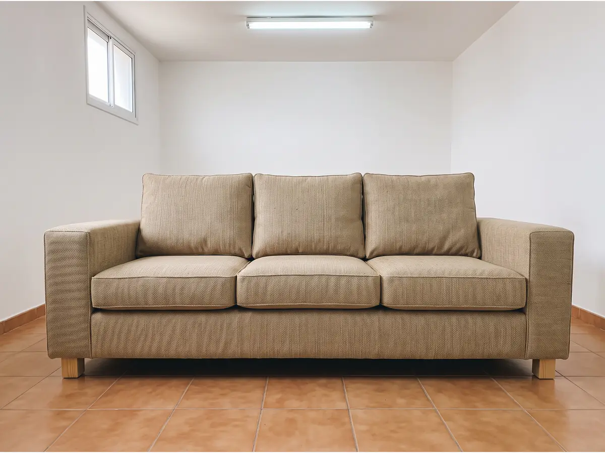 Sillón 3 Cuerpos Brazo Ancho Beige en vista frontal, fabricado en Córdoba